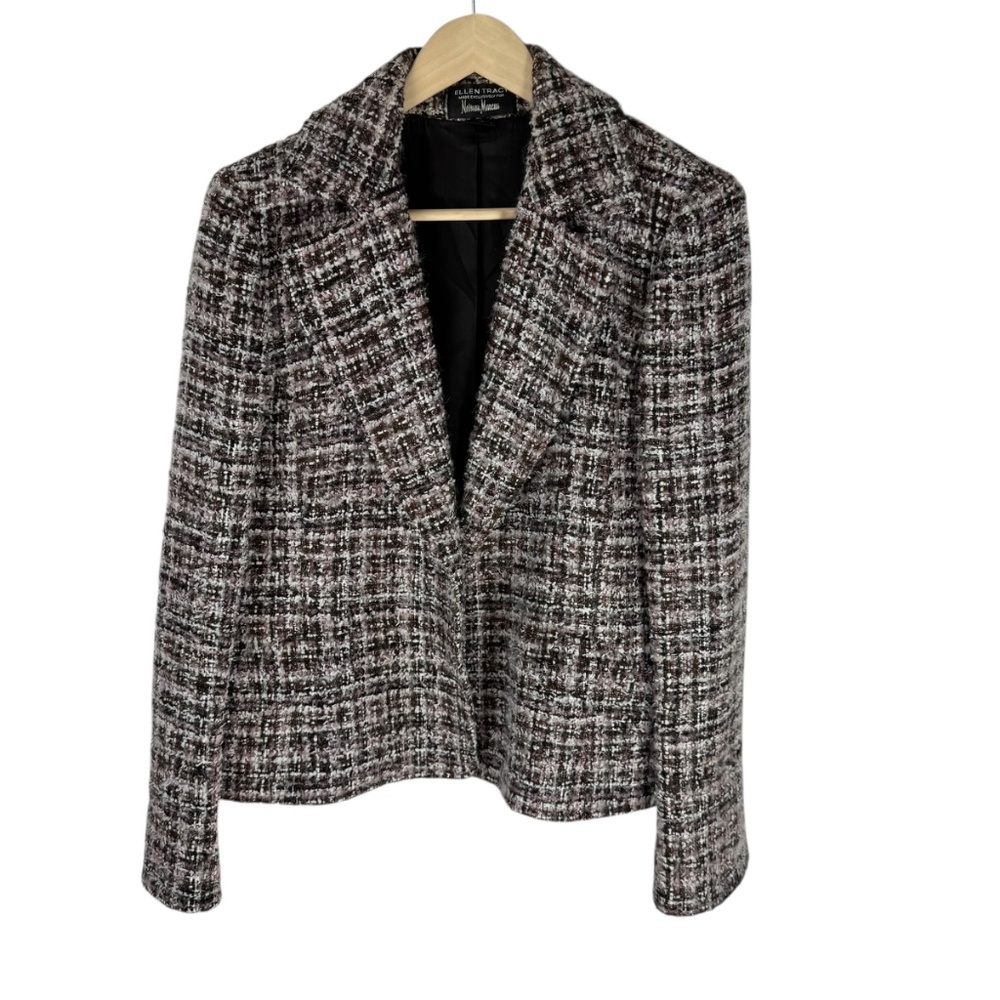 Ellen Tracy X Neiman Marcus Wool/Acrylic/Alpaca/Mohair Open Front Blazer Sz 10